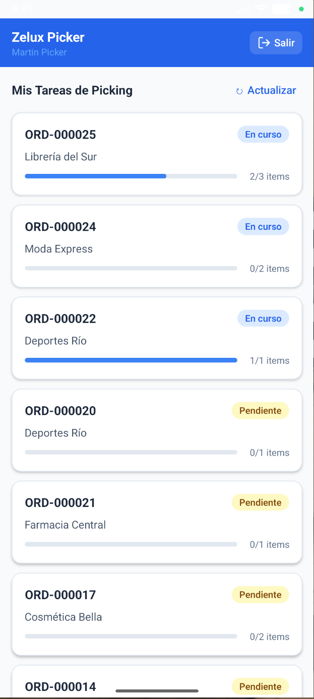 Picker · Picking con escaneo